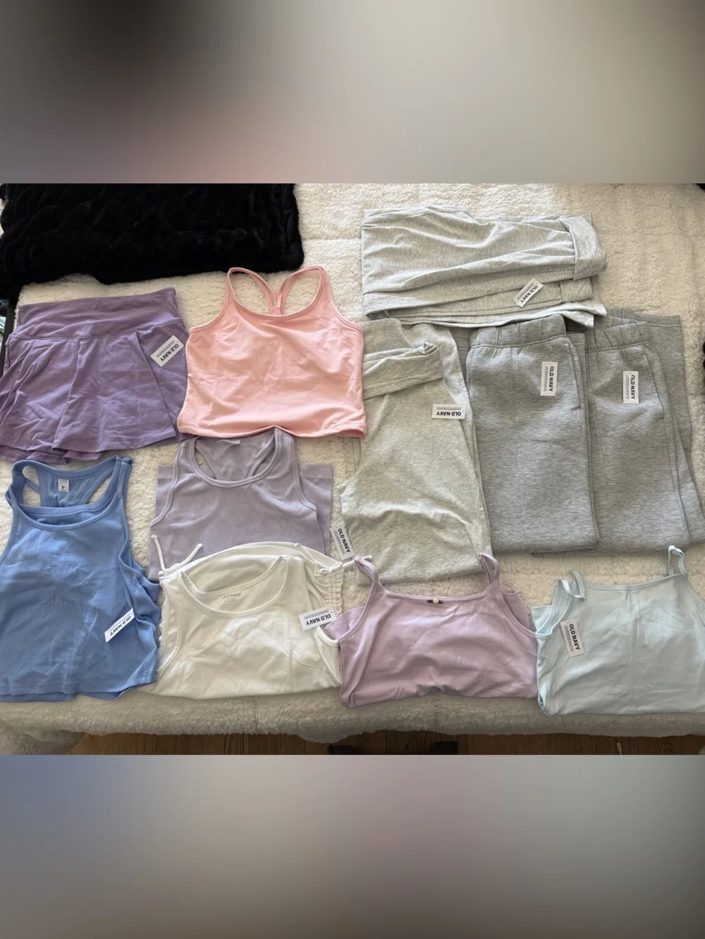 Old Navy Girls Pastel Tank Tops and Light Gray Joggers Set. All for 1 price